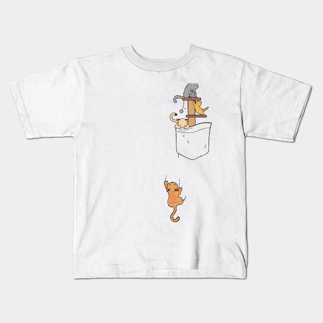 Cute Cats Climbing Kids T-Shirt by Anonic